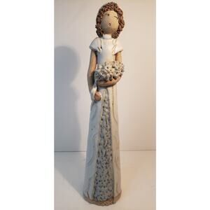 Vintage LePage Stoneware Bride Figurine 12.5" Pottery Wedding Decor Sculpture